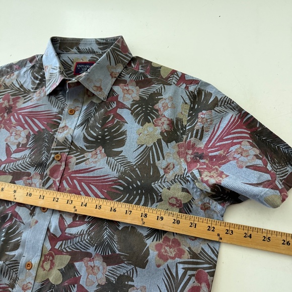 UNTUCKit Dusty Blue Colorful Floral Hawaiian Style Button Up Shirt LARGE SLIM - Picture 5 of 6